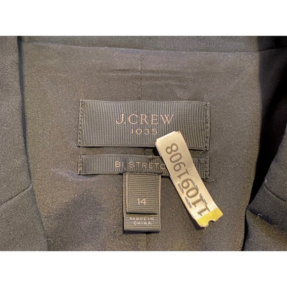 J.Crew 1035 Black Bi-Stretch Italian Wool Blazer Tollegno 1900 Jacket Womens 14 - Picture 3 of 5